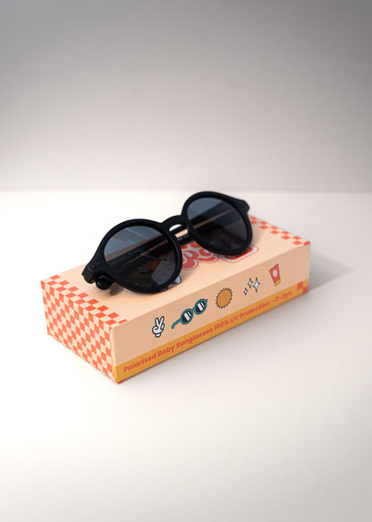 Black Mini Rays ~ Baby Sunglasses (0–3 Years)