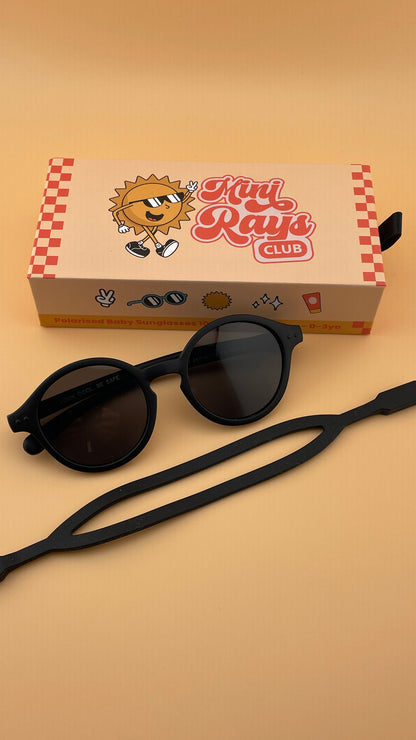 Black Mini Rays ~ Baby Sunglasses (0–3 Years)